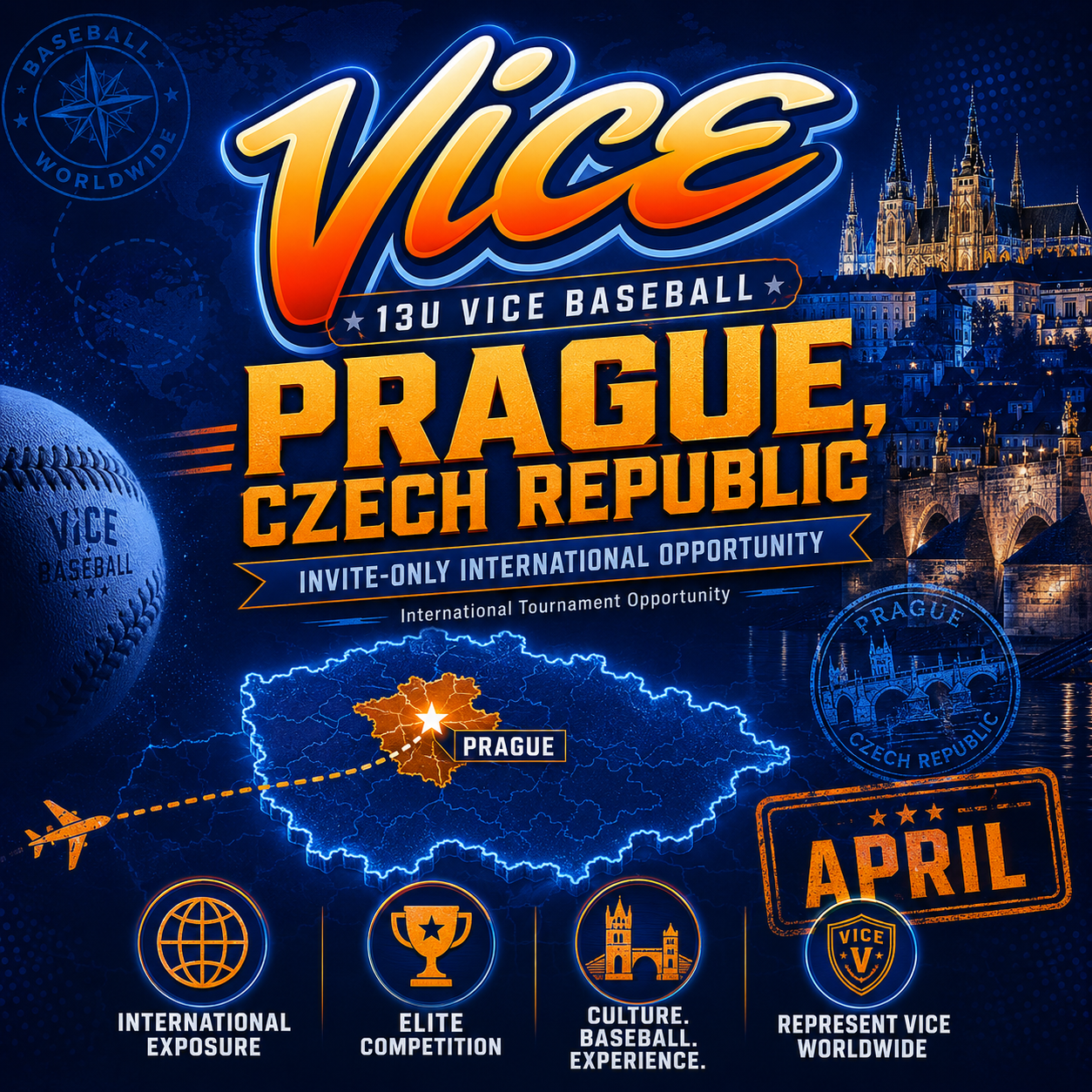 13U Vice baseball player in Prague, Czech Republic